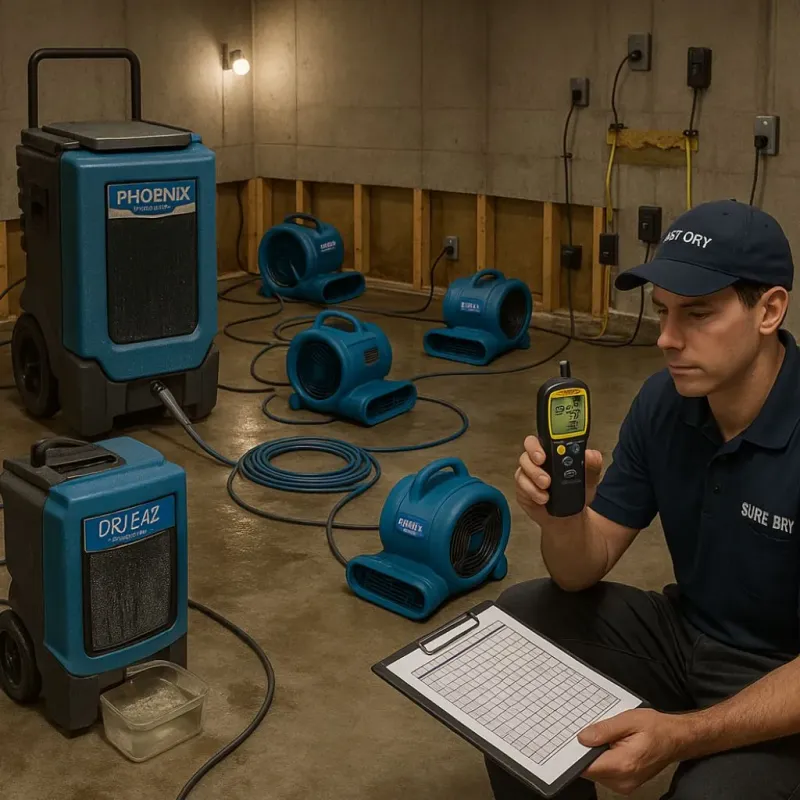 Structural Drying and Dehumidification process in Bowie, TX